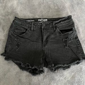 Distressed Black Jean Shorts